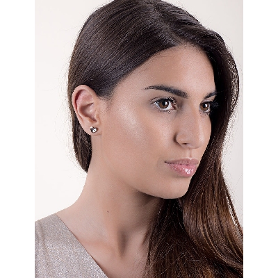 Pendientes de corazón en oro rosa y blanco de 18k diamantado