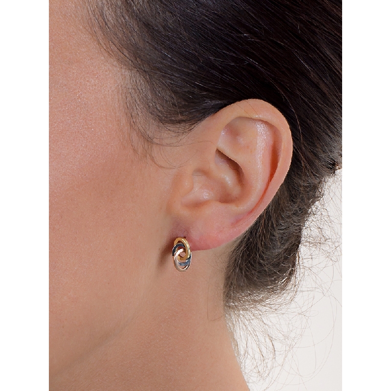 Pendientes de aros entrelazados oro 18k