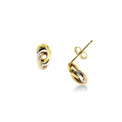 Pendientes de aros entrelazados oro 18k