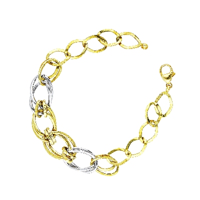 Pulsera grumette mujer oro amarillo y blanco 18k
