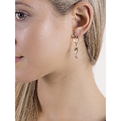 Pendientes en oro amarillo y blanco 18k con colgantes circulares