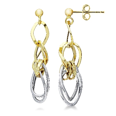 Pendientes en oro amarillo y blanco 18k con colgantes circulares