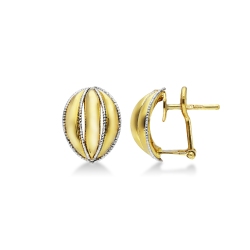 Pendientes ovalados en oro amarillo y blanco 18k diamantado