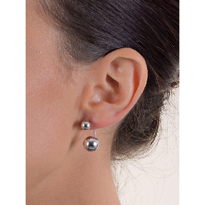  Pendientes esféricos en oro blanco 18k