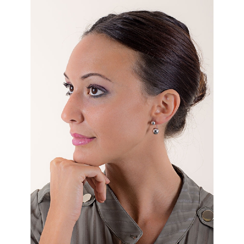 Pendientes esféricos en oro blanco 18k  Pendientes esféricos en oro blanco 18k