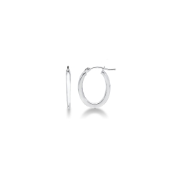Pendientes Ovalados Pequeños en Oro Blanco 18k