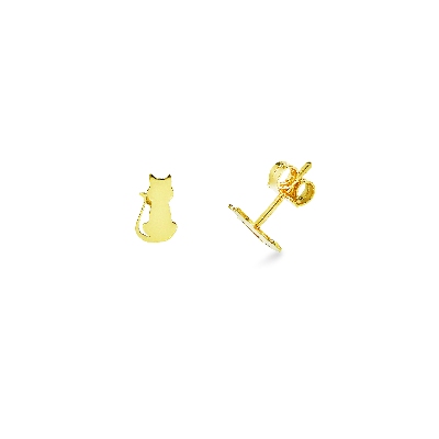 Pendientes con gatito en oro amarillo 18k