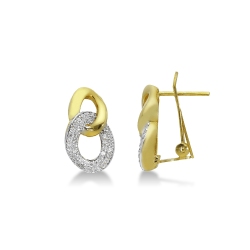 Pendientes en oro amarillo y blanco de 18 quilates con circonitas