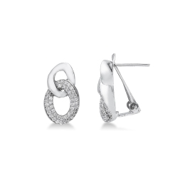 Pendientes en oro blanco 750  y circonitas