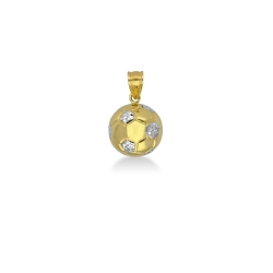 Colgante balón de fútbol en oro blanco y amarillo