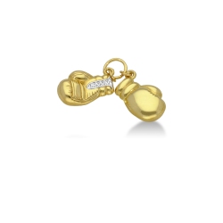 Colgante de guantes de boxeo en oro amarillo y blanco 18k, 1,50 cm.