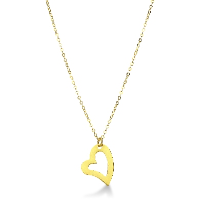 Cadena corazón en oro amarillo 18k, 40 cm
