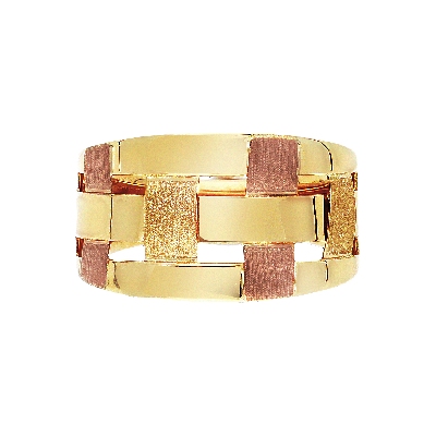 Anillo ancho para mujer en oro amarillo y rosa 18k 