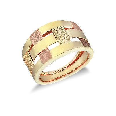 Anillo ancho para mujer en oro amarillo y rosa 18k 