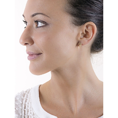  Pendientes ovalados en oro amarillo y blanco de 18k