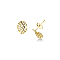 Pendientes ovalados en oro amarillo y blanco de 18k