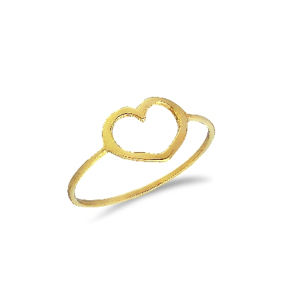 Anillo corazón estilizado en oro amarillo 18k