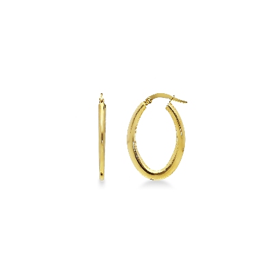 Pendientes ovalados tubo hueco en oro amarillo 18k