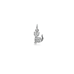 Colgante de gatito en oro blanco de 18k con zircones
