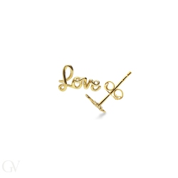 Pendientes en oro amarillo de 18k con Love