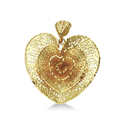 Colgante corazón en oro amarillo 18k