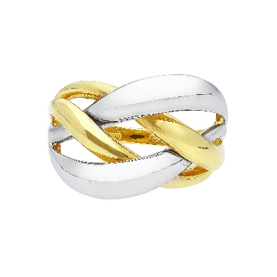 Anillo entrelazado oro blanco y oro amarillo 18k