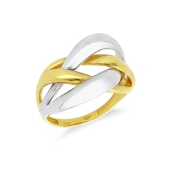 Anillo entrelazado oro blanco y oro amarillo 18k