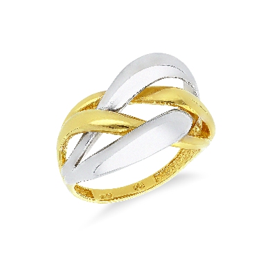 Anillo entrelazado oro blanco y oro amarillo 18k