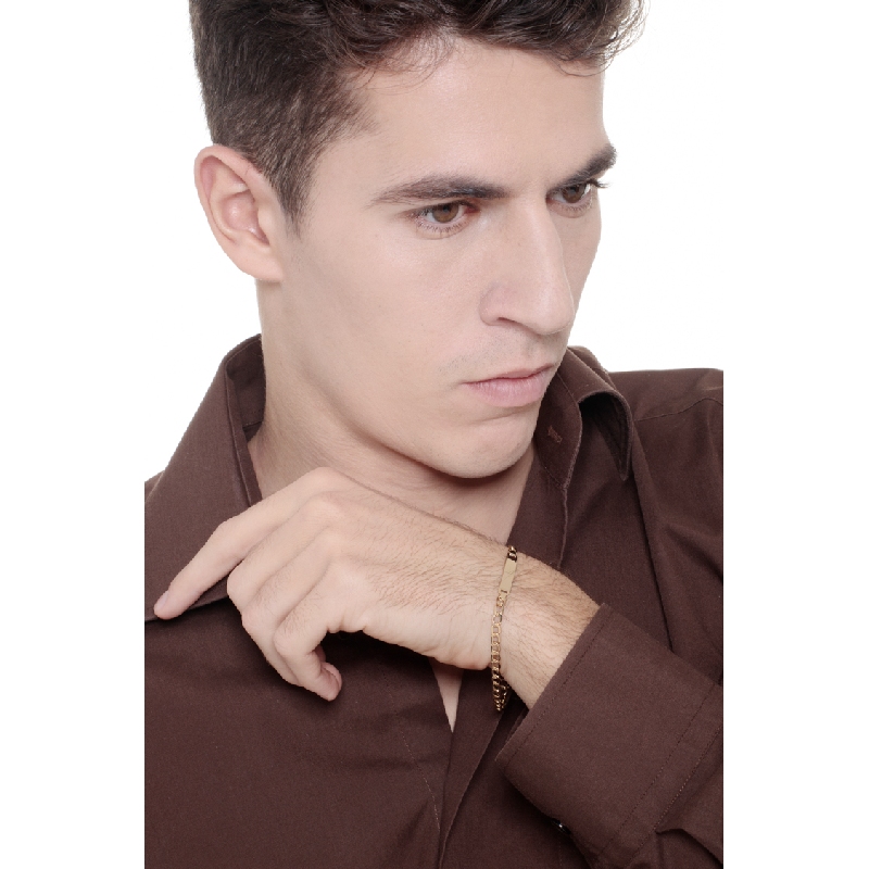 Pulsera hombre en oro amarillo 18k con placa personalizable  Pulsera hombre en oro amarillo 18k con placa personalizable