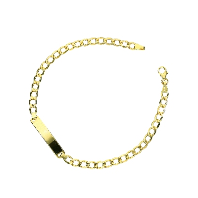Pulsera hombre en oro amarillo 18k con placa personalizable 