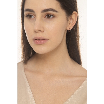 Pendientes de aro en Oro Blanco 18k con circonitas 1,2 cm