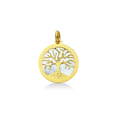 Colgante Árbol de la Vida en Oro Amarillo 18k con Nácar
