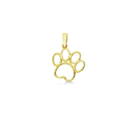 Colgante pata de perro en oro amarillo 18k