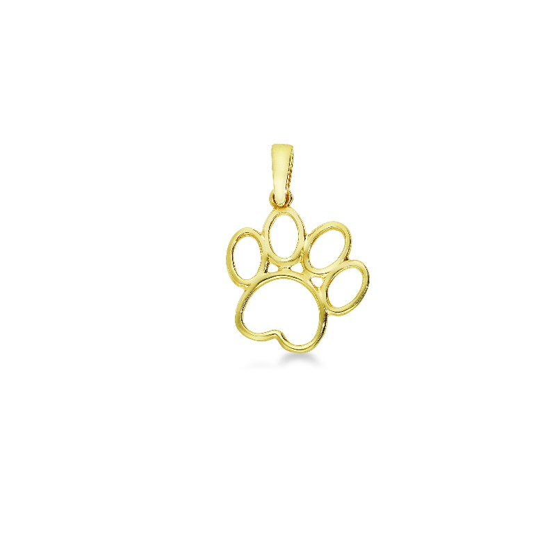 Colgante pata de perro en oro amarillo 18k