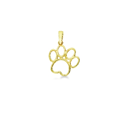 Colgante pata de perro en oro amarillo 18k