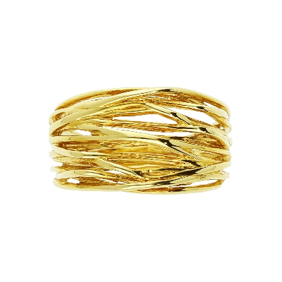 Anillo en oro amarillo 18k con hilos ondulados entrelazados
