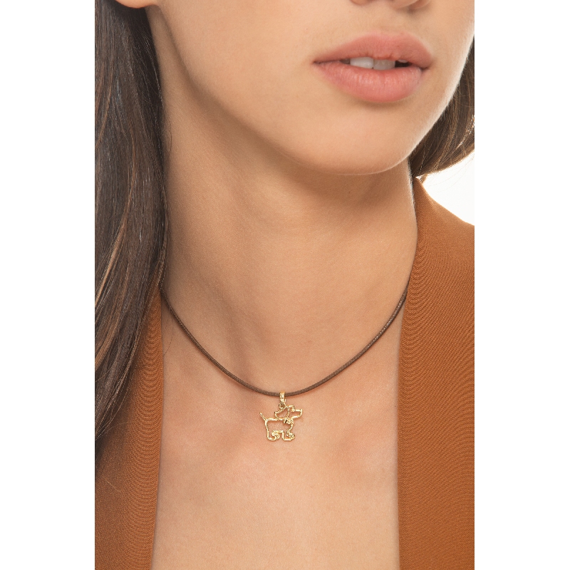 Colgante perro estilizado en oro amarillo de 18k
