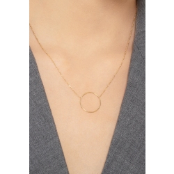 Collar de oro amarillo 18k con colgante en forma de círculo 2