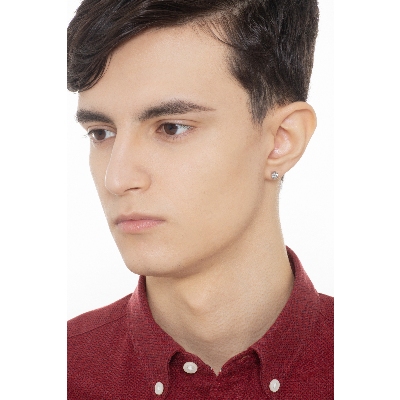 Pendiente individual en oro blanco de 18 quilates con circonita