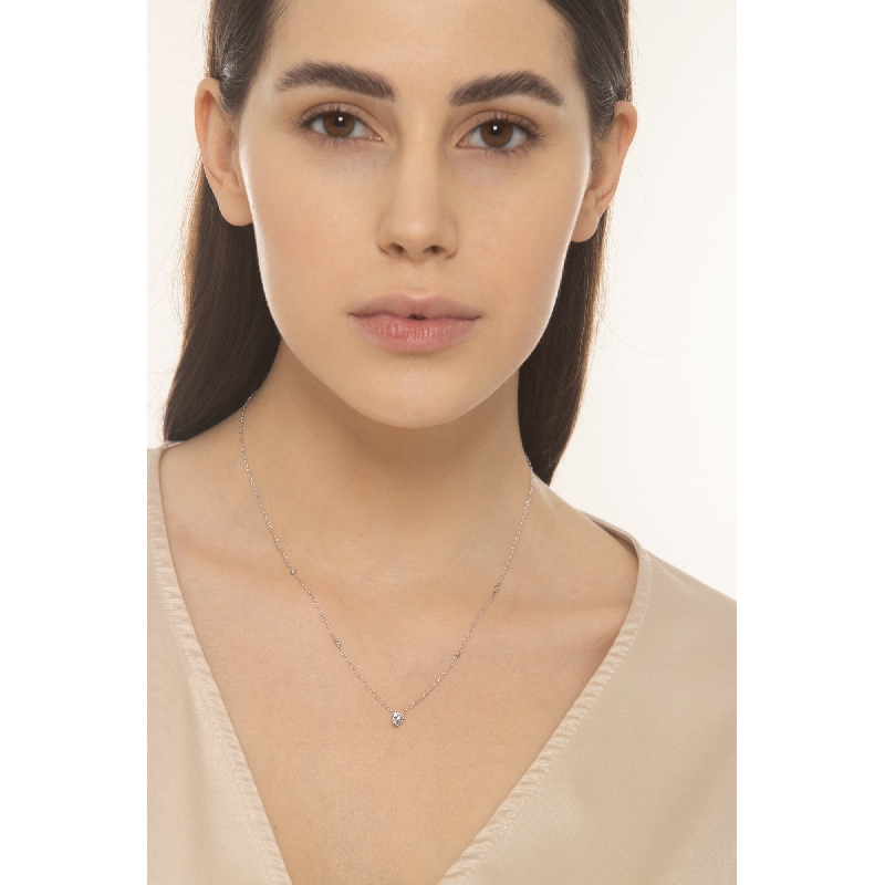 Collar rolò en oro blanco 18k con zirconia Collar rolò en oro blanco 18k con zirconia