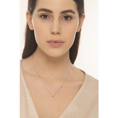 Collar rolò en oro blanco 18k con zirconia