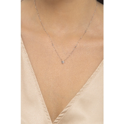 Collar rolò en oro blanco 18k con zirconia