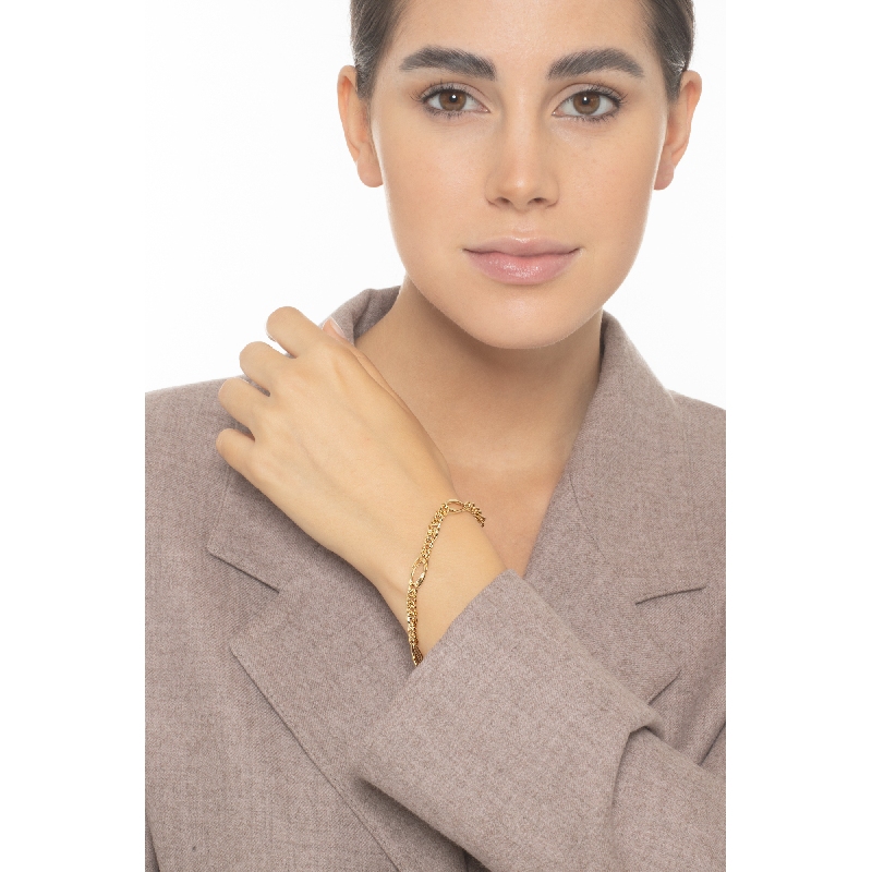 Pulsera groumette con óvalos en oro amarillo 18k