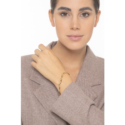 Pulsera groumette con óvalos en oro amarillo 18k