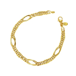Pulsera groumette con óvalos en oro amarillo 18k
