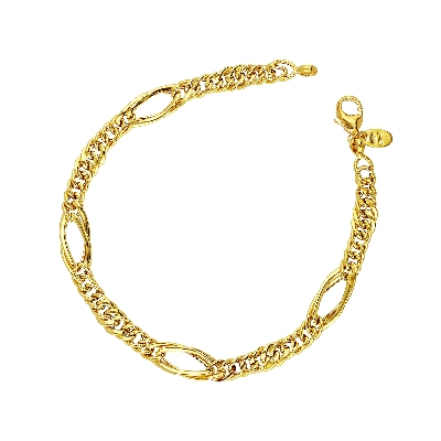Pulsera groumette con óvalos en oro amarillo 18k