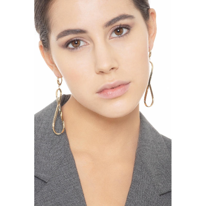 Pendientes ovalados ondulados oro amarillo 18k