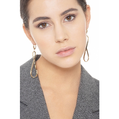 Pendientes ovalados ondulados oro amarillo 18k