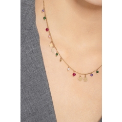 Collar en oro amarillo de 18k con charms y perlas de colores 2