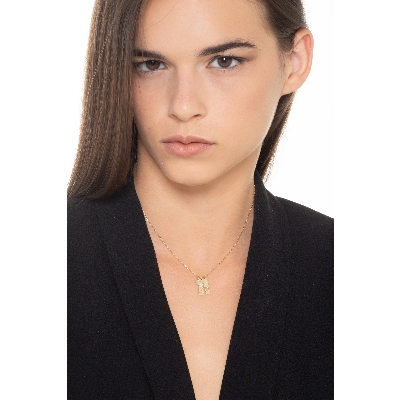 Collar en oro amarillo 18k con tres charms Love